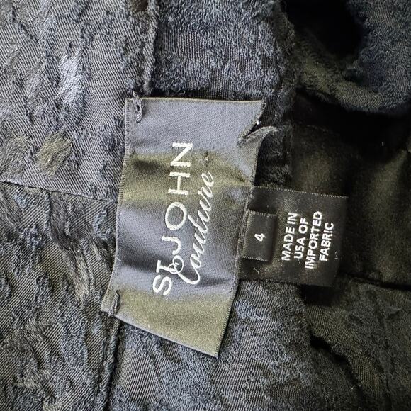 St. John Couture 4 Black Textured Capri Pants Flat Front Mid Rise Trousers - Picture 8 of 9